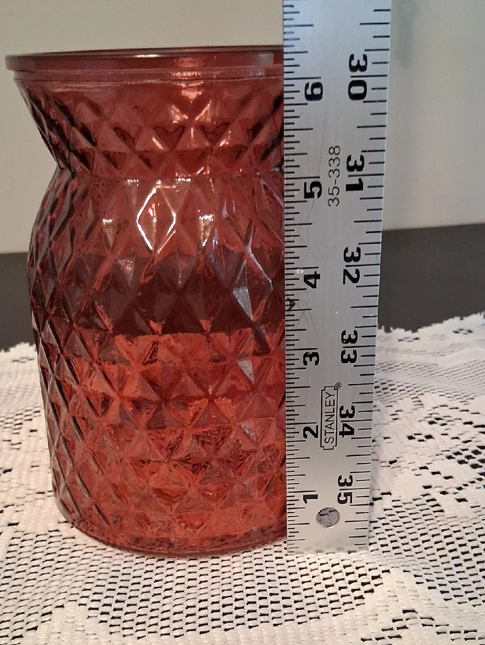Textured Ruby Red Glass Vase - Decorative Home Accent